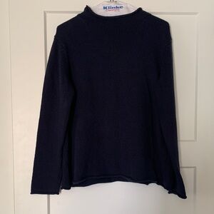 NWOT- Eileen Fisher Mock Neck Navy Blue Sweater